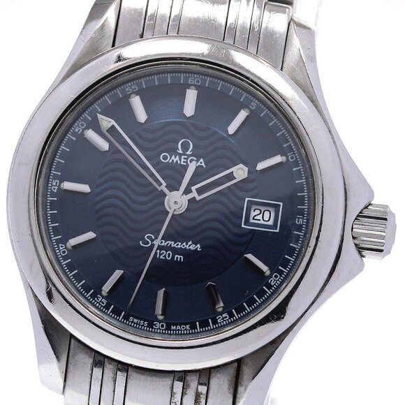 OMEGA Seamaster120 2571.81 Date Navy Dial Quartz Ladies Watch - Picture 10 of 12